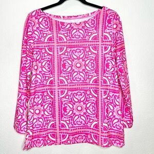 Vineyard Vines Performance Pink Paisley Active Top size Medium